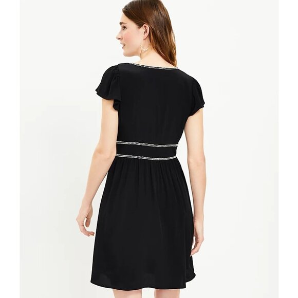 NWT  Womens Size 10 TALL 10T Ann Taylor LOFT Black Braided Detail Mini Dress - Picture 3 of 3